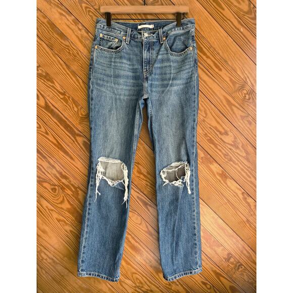 Levi’s Low Pro Straight Leg Jeans Breathe Out Medium Wash - Picture 4 of 10